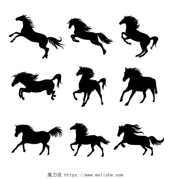 马的黑色剪影图标